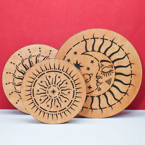 Sun & Moon Wooden Meditation Board – Calming Spiritual Decor for Mindfulness