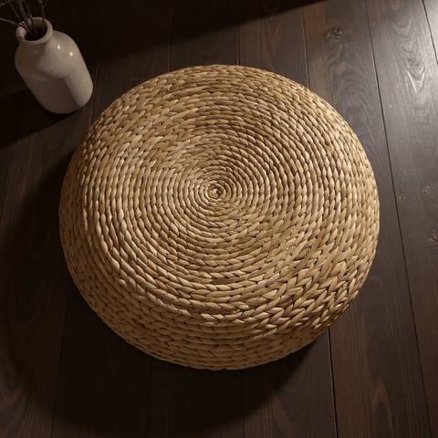 Banana Leaf Meditation Cushion – Round Floor Seat for Relaxation - Innerbillion
