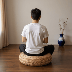 Banana Leaf Meditation Cushion – Round Floor Seat for Relaxation - Innerbillion