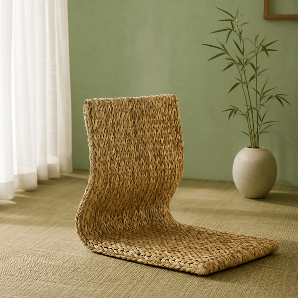 Banana Leaf Woven Tatami Floor Chair – Natural Zen Meditation Seat - Innerbillion