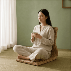 Banana Leaf Woven Tatami Floor Chair – Natural Zen Meditation Seat - Innerbillion