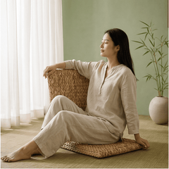 Banana Leaf Woven Tatami Floor Chair – Natural Zen Meditation Seat - Innerbillion