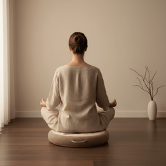 Bird & Botanical Meditation Cushion – Round Floor Pillow for Relaxation - Innerbillion