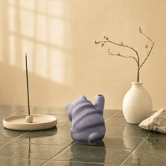 Blue Gray Kitten Incense Holder – Cute Mini Zen Desk Decor - Innerbillion