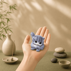 Blue Gray Kitten Incense Holder – Cute Mini Zen Desk Decor - Innerbillion