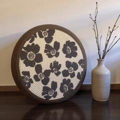 Bold Floral Meditation Cushion – Round Floor Seat for Relaxation - Innerbillion