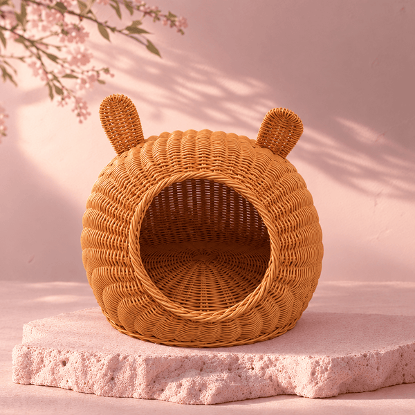 Bunny Ear Woven Pet House – Cozy Cat & Small Dog Bed - Innerbillion