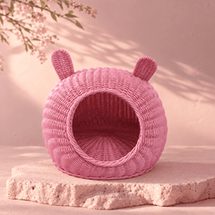 Bunny Ear Woven Pet House – Cozy Cat & Small Dog Bed - Innerbillion