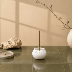 Cat Bowl Incense Holder – Cute Ceramic Zen Desk Decor - Innerbillion