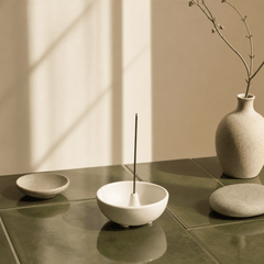 Ceramic Bowl Incense Holder – Minimal Zen Desk Decor & Wabi-Sabi Incense Burner - Innerbillion