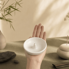 Ceramic Bowl Incense Holder – Minimal Zen Desk Decor & Wabi-Sabi Incense Burner - Innerbillion
