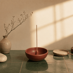 Ceramic Bowl Incense Holder – Minimal Zen Desk Decor & Wabi-Sabi Incense Burner - Innerbillion