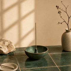 Ceramic Bowl Incense Holder – Minimal Zen Desk Decor & Wabi-Sabi Incense Burner - Innerbillion