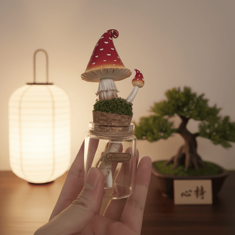 Clay Mushroom Jar Desk Decor – Handmade Anti - Stress Ornament - Innerbillion