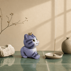 Crown Cat Incense Holder – Cute Kawaii Zen Desk Decor - Innerbillion