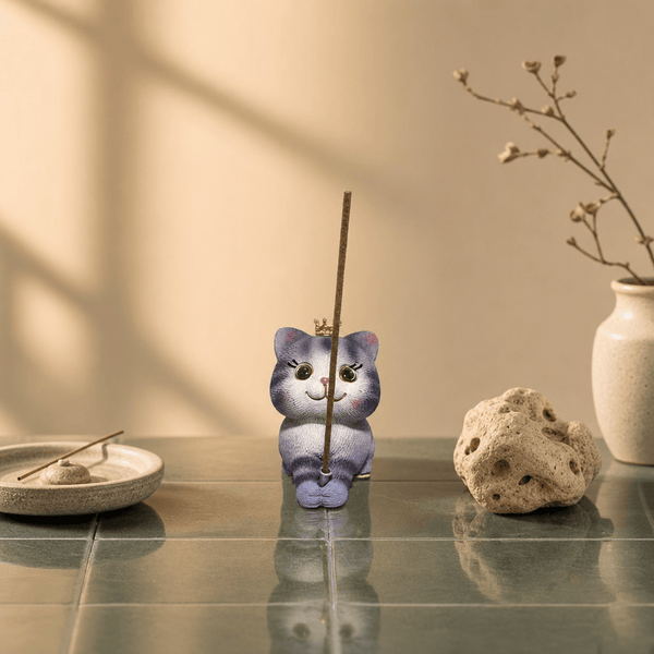 Crown Cat Incense Holder – Cute Kawaii Zen Desk Decor - Innerbillion