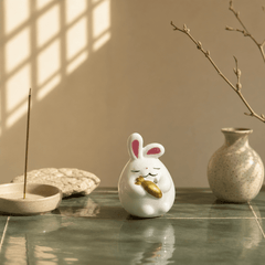 Cute Ceramic Bunny Incense Holder – Lucky Zen Desk Decor & Kawaii Incense Burner - Innerbillion
