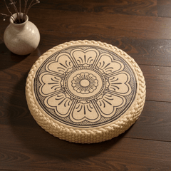 Floral Mandala Meditation Cushion – Round Floor Seat for Relaxation - Innerbillion