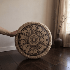 Floral Mandala Meditation Cushion – Round Floor Seat for Relaxation - Innerbillion