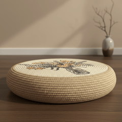 Floral Meditation Cushion – Round Floor Pillow for Relaxation - Innerbillion