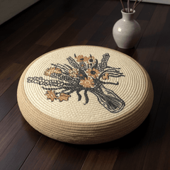 Floral Meditation Cushion – Round Floor Pillow for Relaxation - Innerbillion