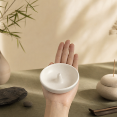 Ceramic Bowl Incense Holder – Minimal Zen Desk Decor & Wabi-Sabi Incense Burner