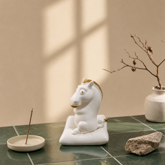 Lucky White Horse Figurine – Year of the Horse Zen Desk Decor