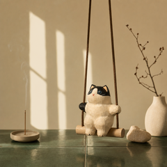 Hanging Cat Swing Ornament – Wooden Cat Decor in 2 Colors