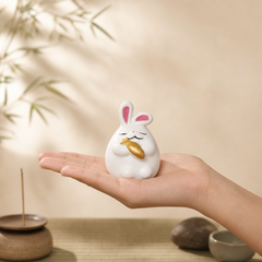 Cute Ceramic Bunny Incense Holder – Lucky Zen Desk Decor & Kawaii Incense Burner