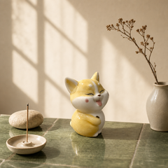 Smiling Cat Incense Holder – Cute Kawaii Zen Desk Decor