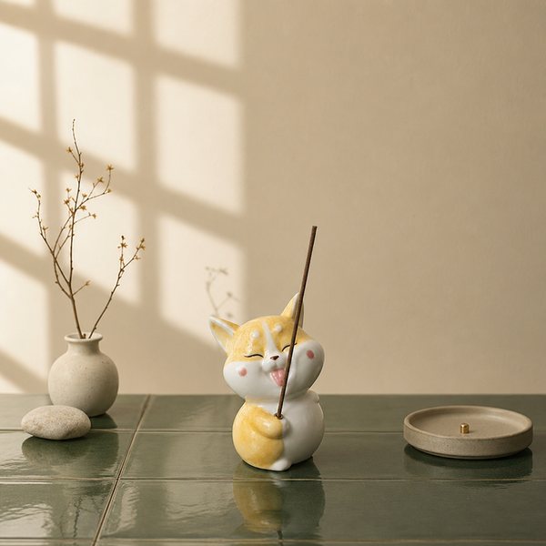 Smiling Cat Incense Holder – Cute Kawaii Zen Desk Decor
