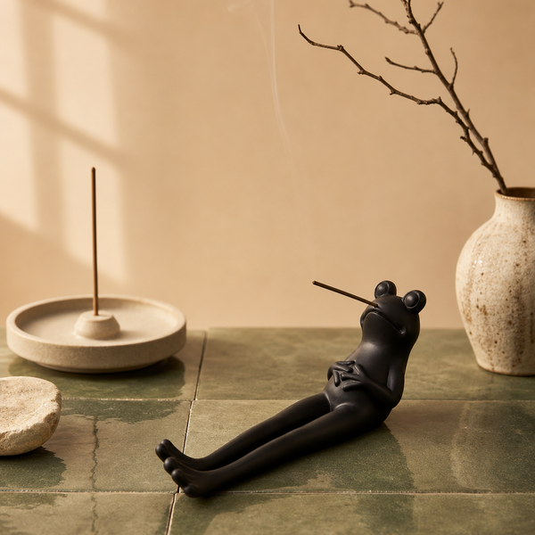 Relaxed Frog Incense Holder – Funny Zen Desk Decor