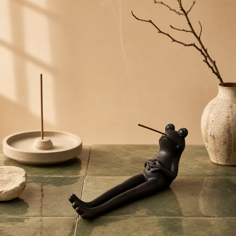 Relaxed Frog Incense Holder – Funny Zen Desk Decor