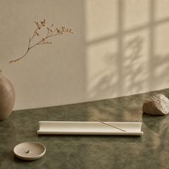 Long Ceramic Incense Holder Tray – Minimal Zen Desk Decor
