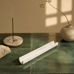 Long Ceramic Incense Holder Tray – Minimal Zen Desk Decor