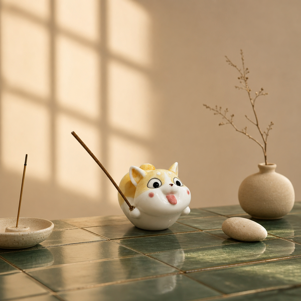Cute Shiba Inu Incense Holder – Kawaii Dog Zen Desk Decor