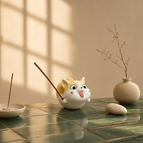 Cute Shiba Inu Incense Holder – Kawaii Dog Zen Desk Decor