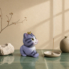Crown Cat Incense Holder – Cute Kawaii Zen Desk Decor