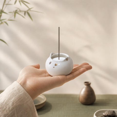 Cat Bowl Incense Holder – Cute Ceramic Zen Desk Decor