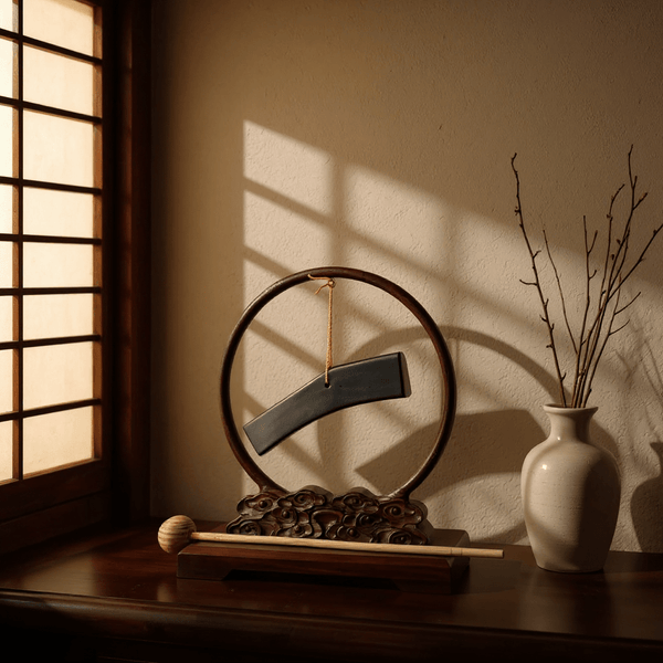 Hand - Carved Stone Chime – Meditation Sound Tool with Wooden Stand - Innerbillion