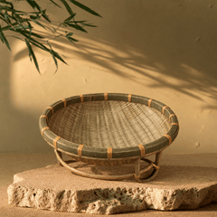 Handwoven Bamboo Pet Bed Basket – Natural Round Cat & Dog Nest - Innerbillion