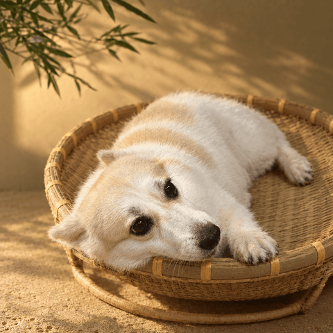 Handwoven Bamboo Pet Bed Basket – Natural Round Cat & Dog Nest - Innerbillion