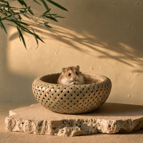 Handwoven Bamboo Storage Basket – Round Green Decorative Organizer - Innerbillion