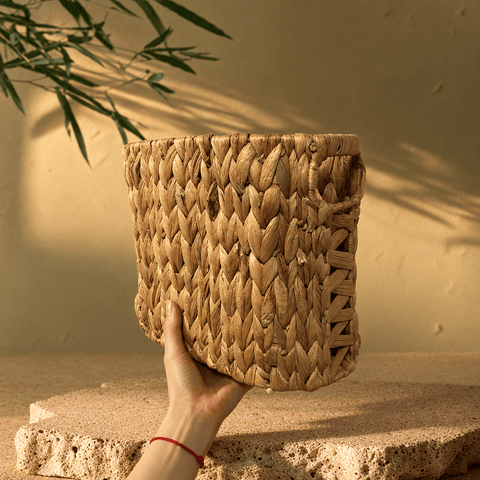Handwoven Water Hyacinth Basket – Natural Storage & Bicycle Basket - Innerbillion