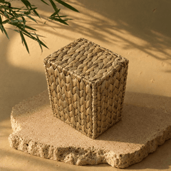 Handwoven Water Hyacinth Storage Basket – Natural Rectangular Organizer - Innerbillion