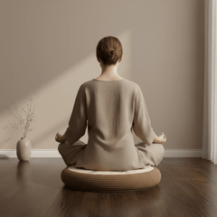 Hut & Palm Tree Meditation Cushion – Round Floor Seat for Relaxation - Innerbillion