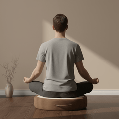 Hut & Palm Tree Meditation Cushion – Round Floor Seat for Relaxation - Innerbillion