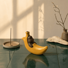 Innerbillion Ceramic Banana Incense Holder – Cute Zen Desk Decor & Novelty Incense Burner - Innerbillion