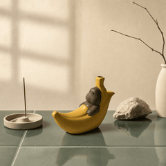 Innerbillion Ceramic Banana Incense Holder – Cute Zen Desk Decor & Novelty Incense Burner - Innerbillion