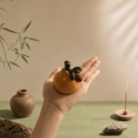 Innerbillion Ceramic Citrus Incense Holder – Cute Zen Desk Decor & Fruit Incense Burner - Innerbillion